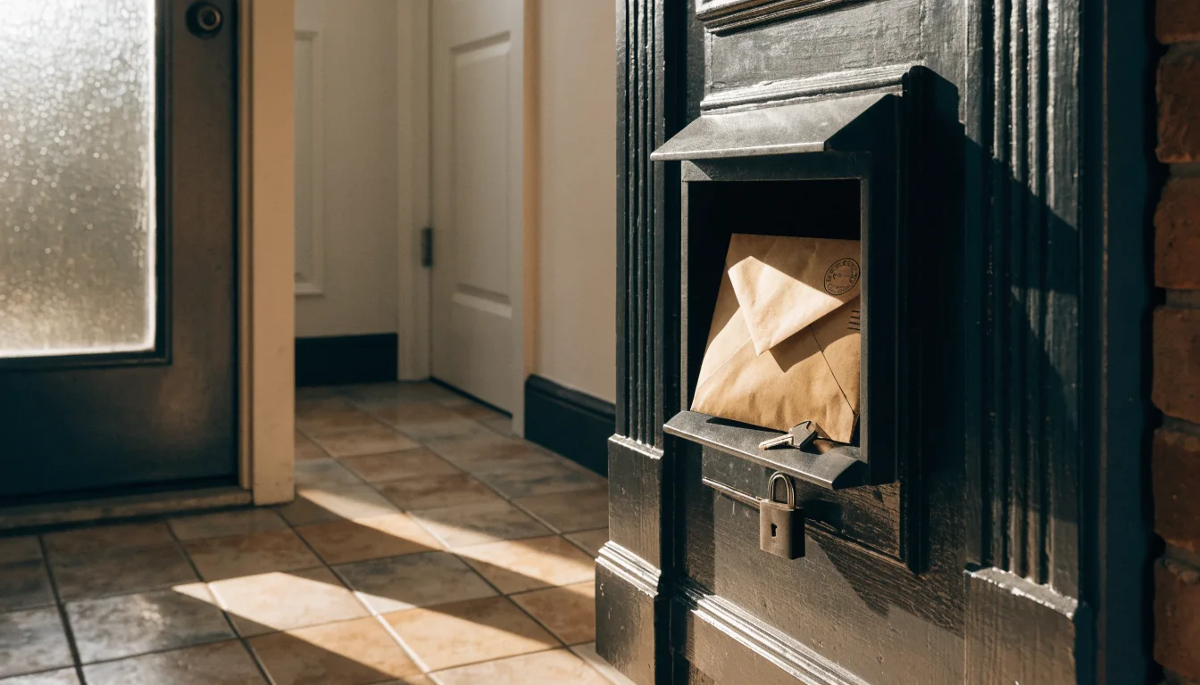 Sealed envelope inside locked Australian letterbox at home entrance